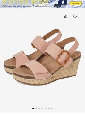 Women’s Blush Suede Espadrille Wedge Sandals with Buckle